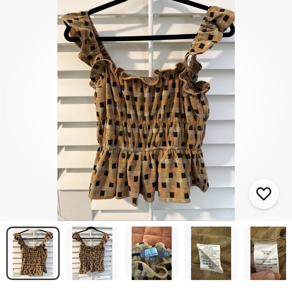 Anthropologie Brown and Black Smocked Ruffled Blouse